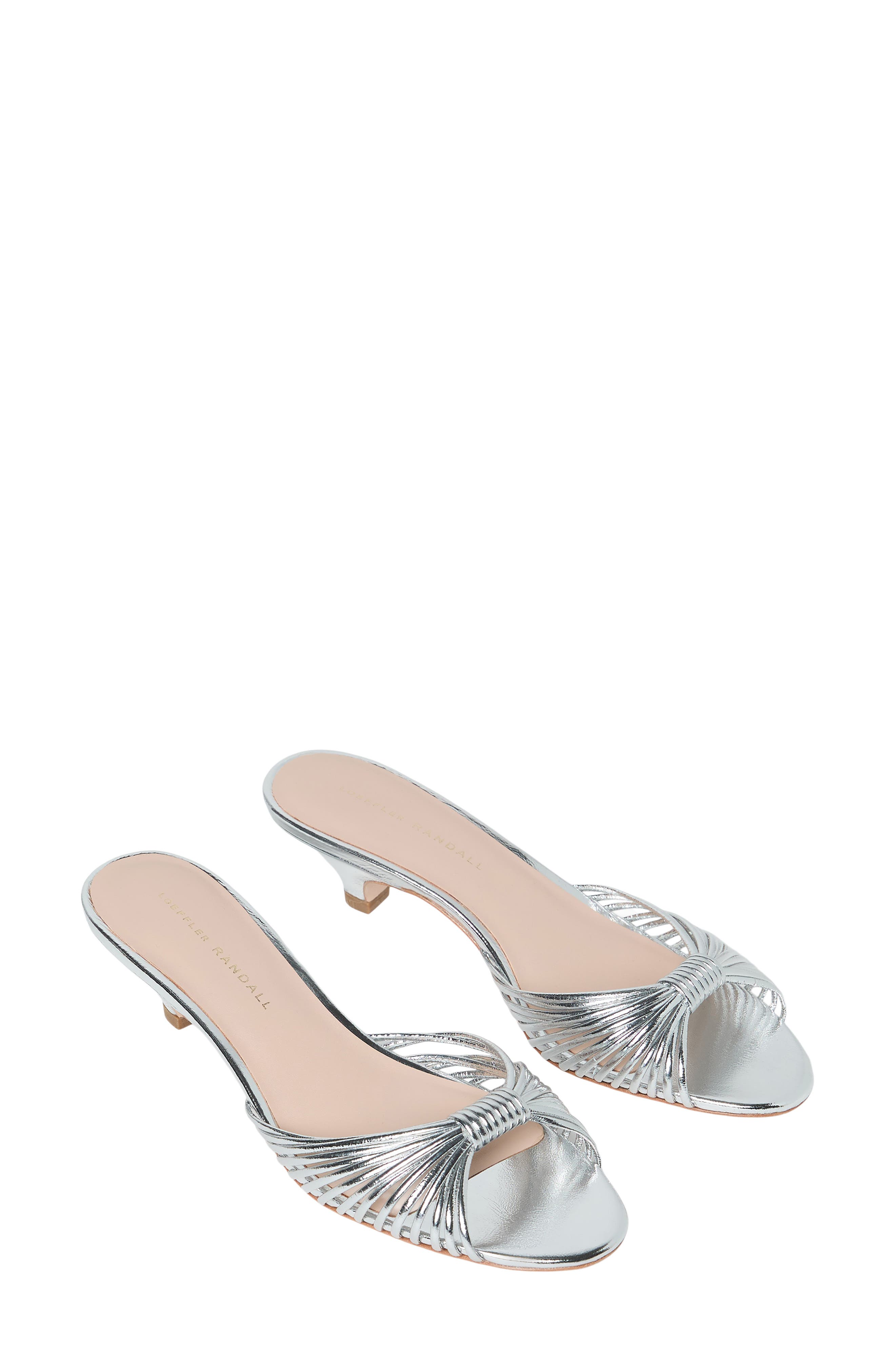 Loeffler Randall Dixie Kitten Heel Slide Sandal, Alternate, color, Silver