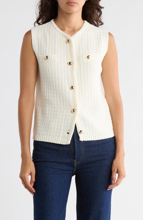 Pru Sleeveless Cotton Blend Sweater Vest