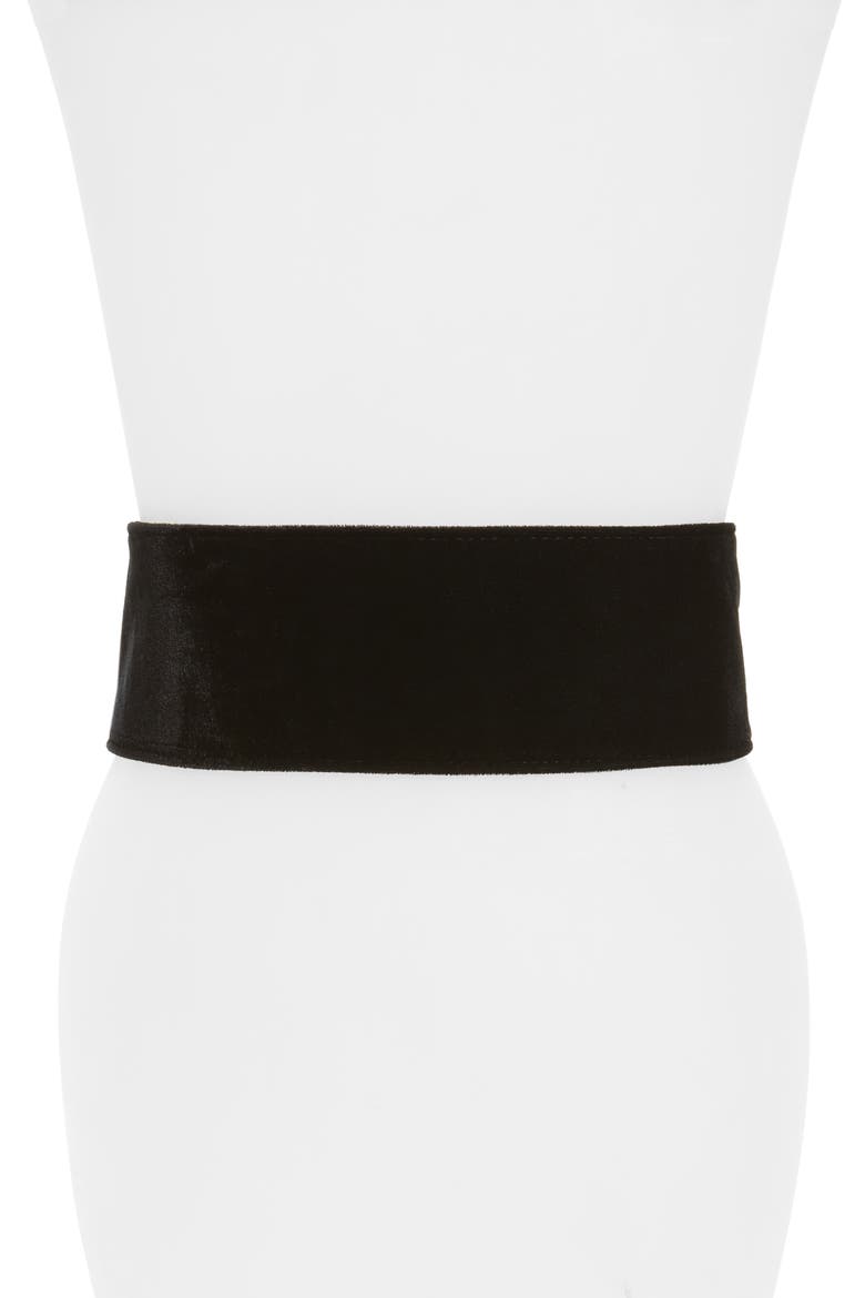 Wide Velvet Belt, Alternate, color, BLACK/ GOLD