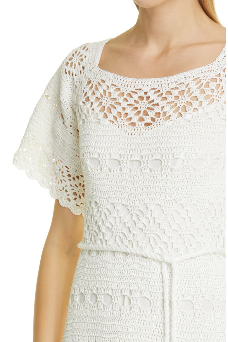Cassia Crochet Midi Dress, Alternate, color, IVORY