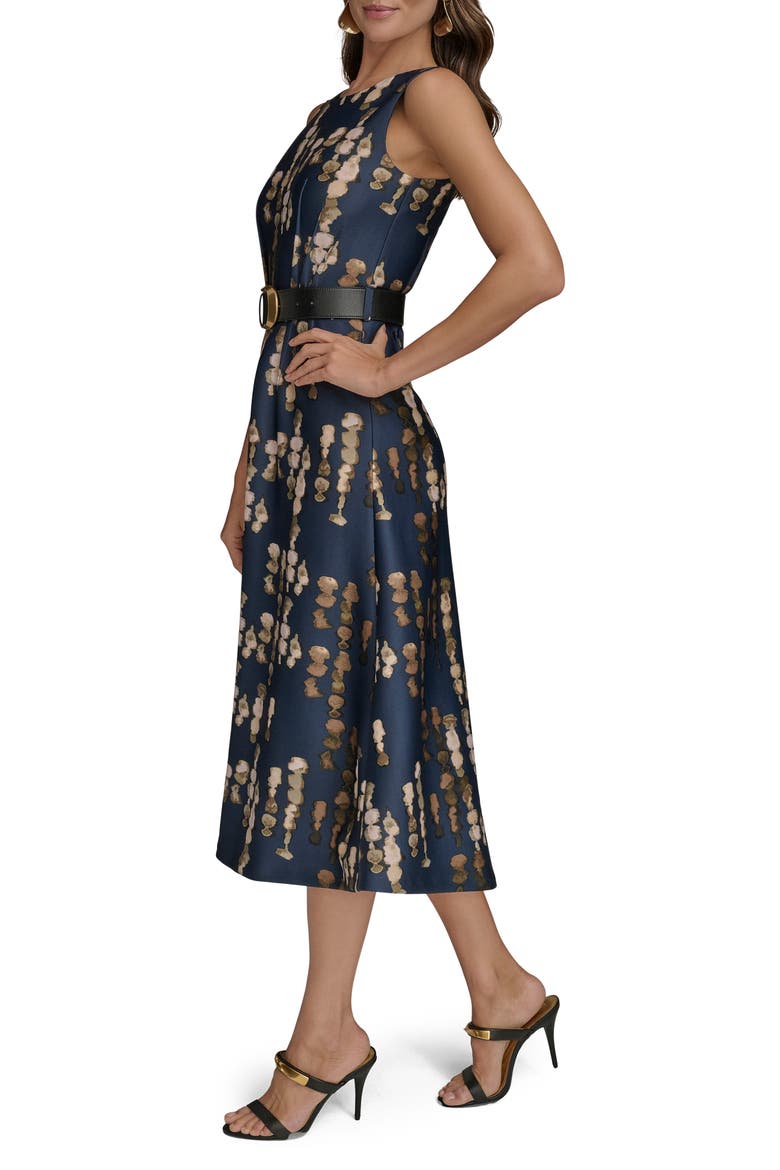 Abstract Print Belted Midi Dress, Alternate, color, ECLIPSE MULTI