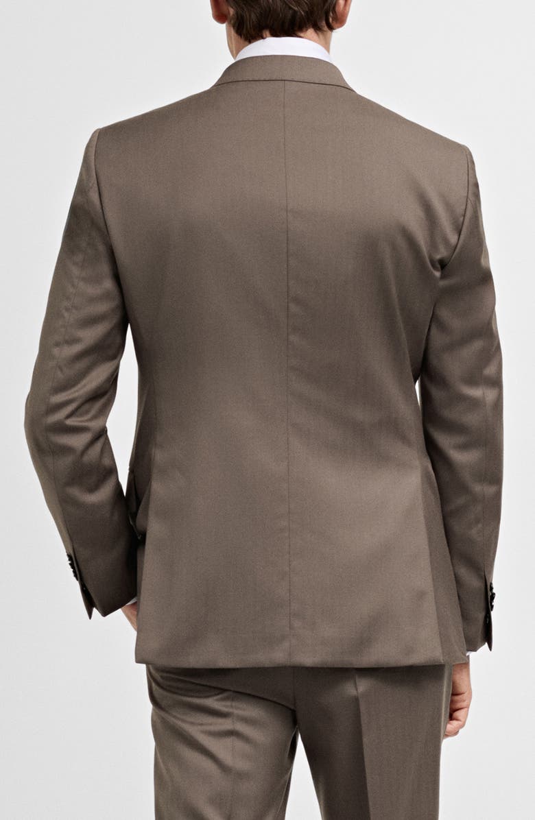 MANGO Double Breasted Virgin Wool Herringbone Blazer, Alternate, color, 