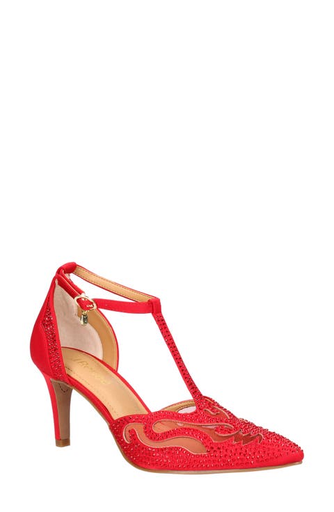 Lisha Rhinestone Pointed Toe Pump (Women)