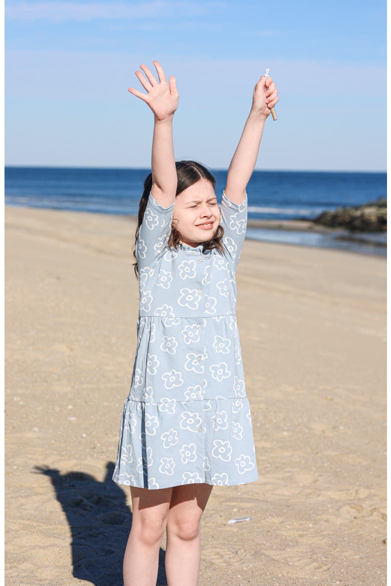 Kids' Flower Short Sleeve Dress, Alternate, color, BLUE