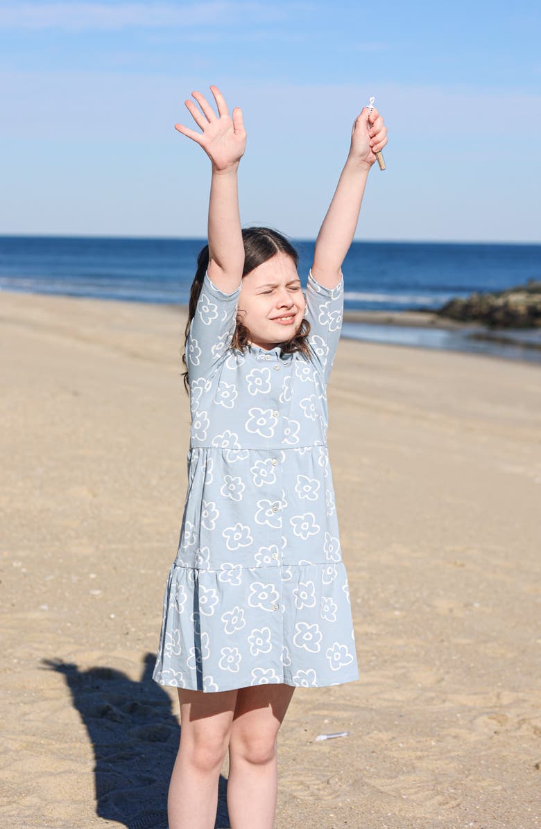 Manière Kids' Flower Short Sleeve Dress, Alternate, color, Blue