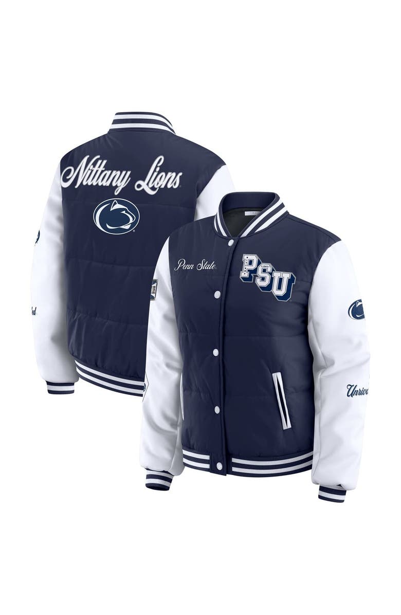 WEAR by Erin Andrews Women's WEAR by Erin Andrews  Navy Penn State Nittany Lions Varsity Puffer Jacket, Main, color, Navy