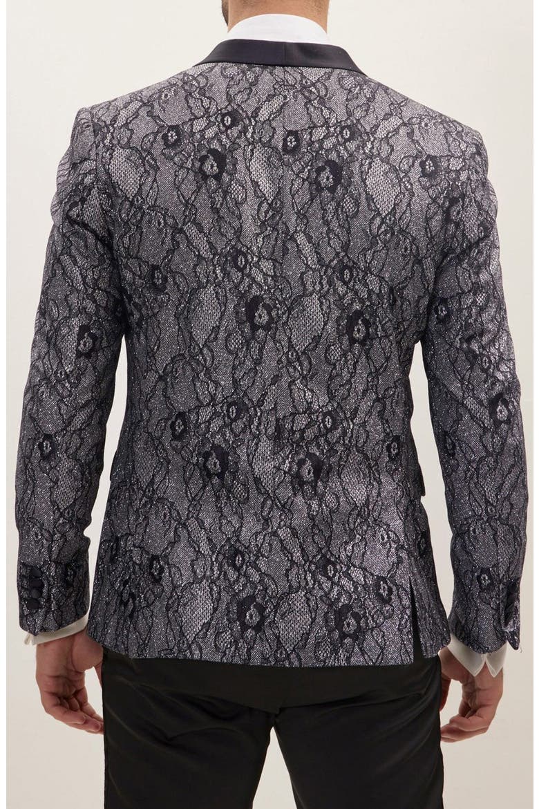 Shawl Collar Lace Formal Jacket, Alternate, color, NAVY