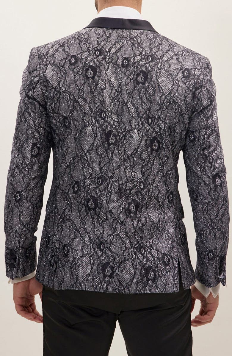 RON TOMSON Shawl Collar Lace Formal Jacket, Alternate, color, Navy