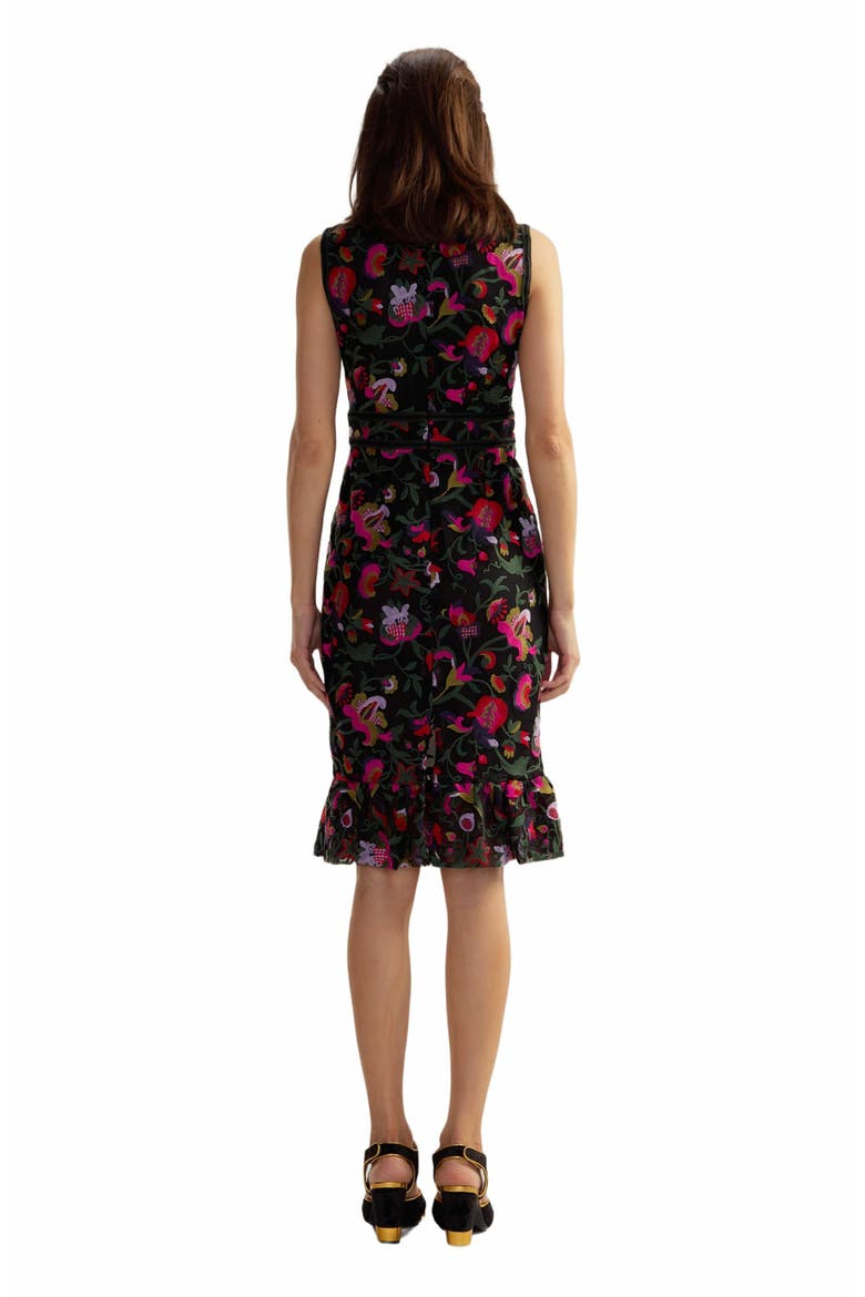 EMBROIDERED SLEEVELESS MIDI DRESS, Alternate, color, Black Multi