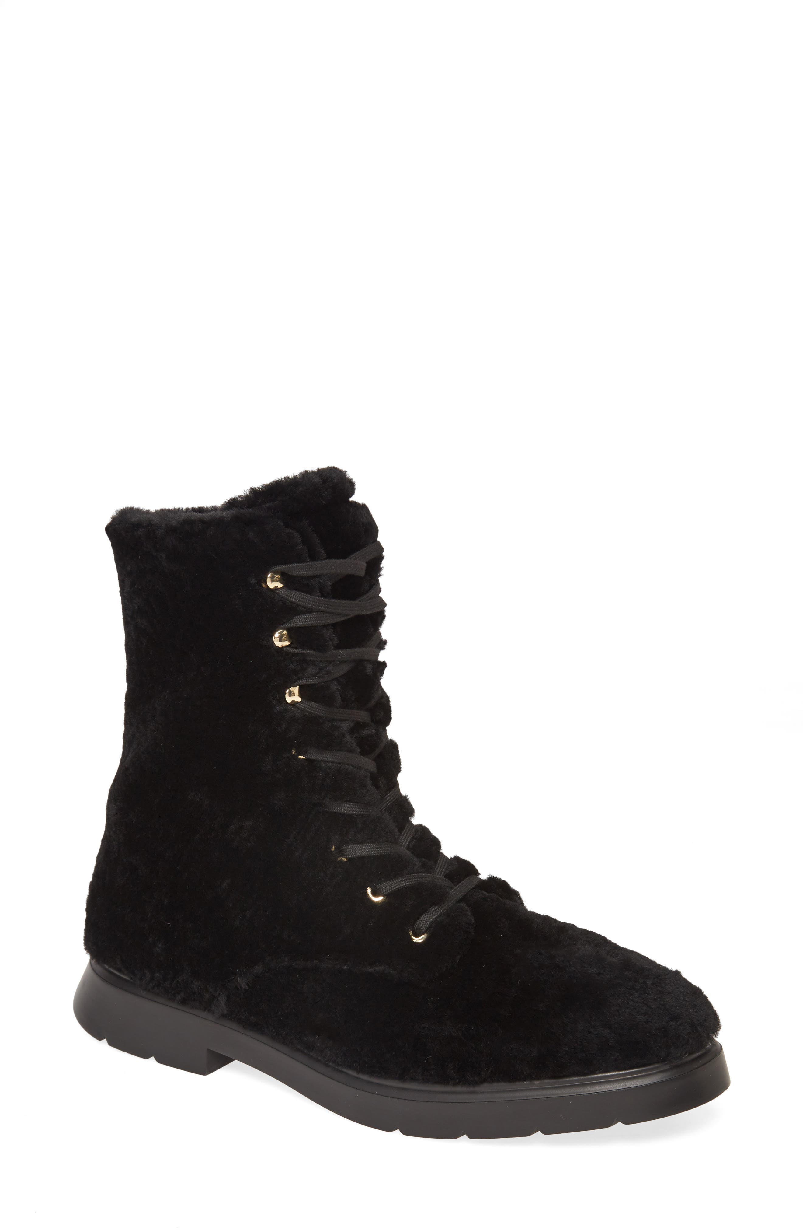 Stuart Weitzman McKenzee Genuine Shearling Combat Boot, Main, color, 