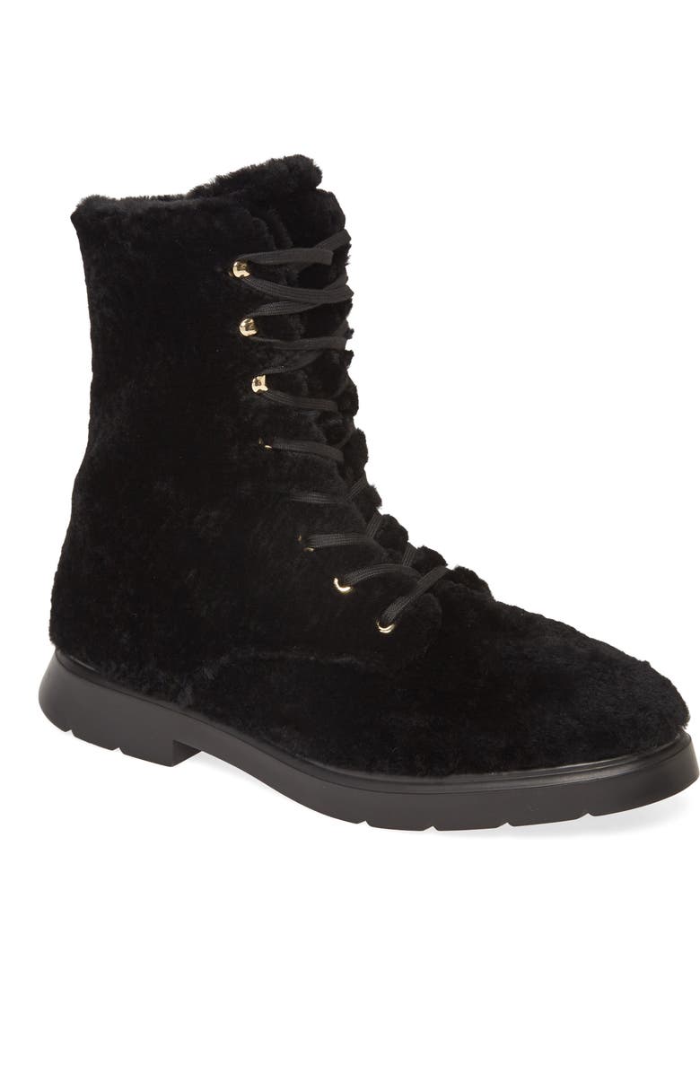 Stuart Weitzman McKenzee Genuine Shearling Combat Boot, Main, color,