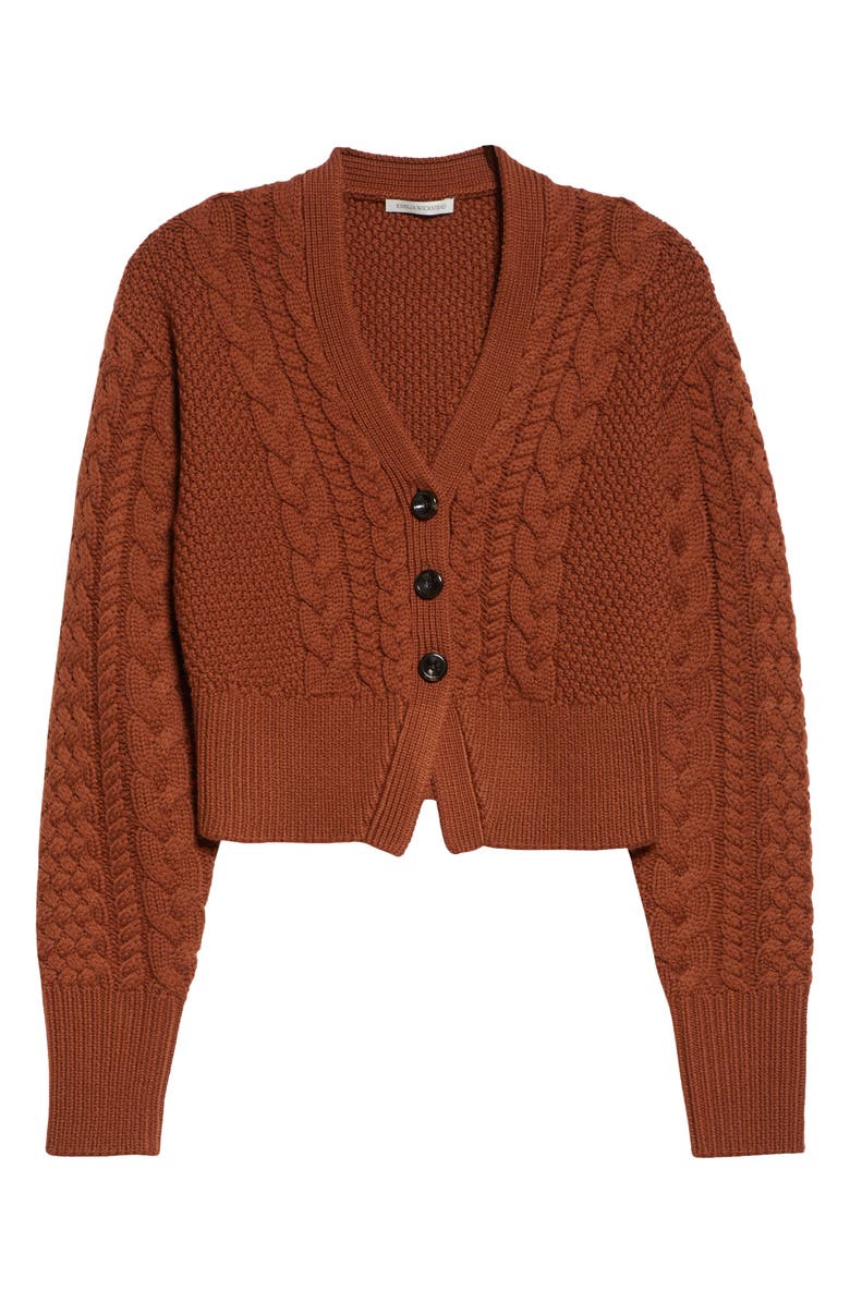 Emilia Wickstead Jacks Cable Knit Wool V-Neck Cardigan, Alternate, color, 