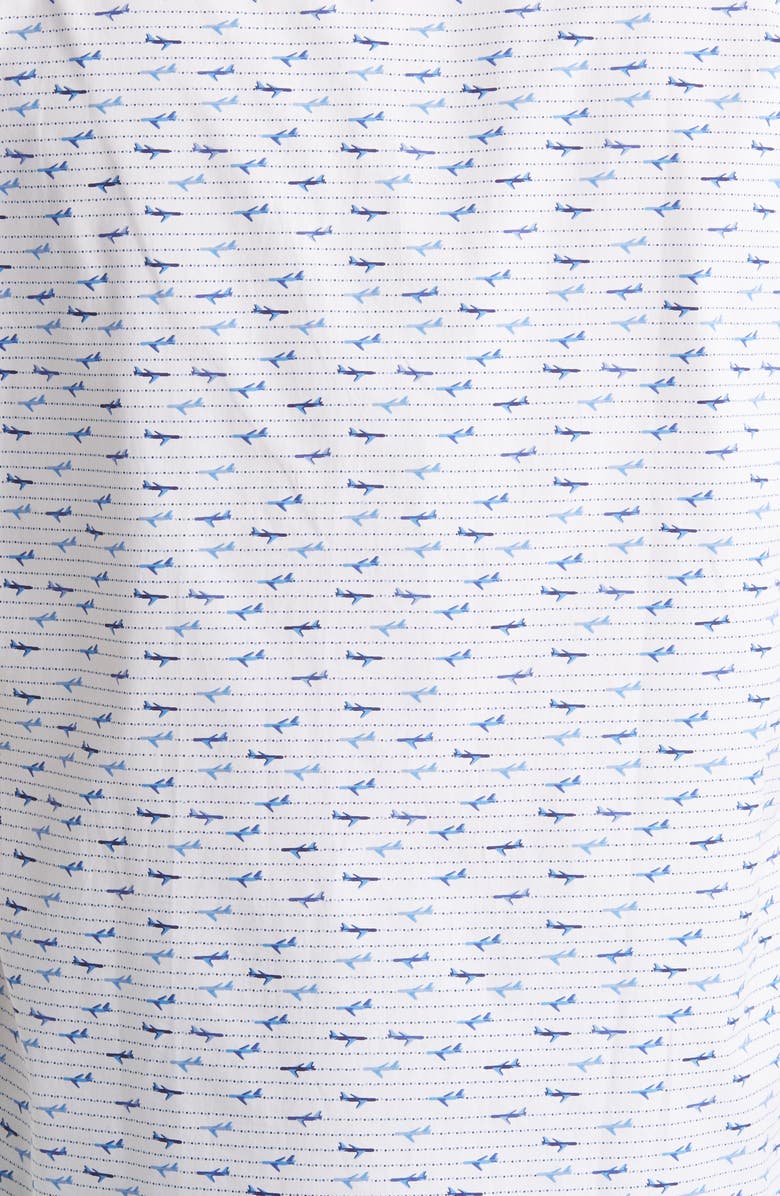 Johnston & Murphy Airplane Print Short Sleeve Button-Down Shirt, Alternate, color,