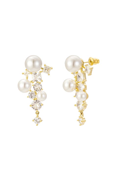 Alexandra Pearl and Crystal Drop Earrings