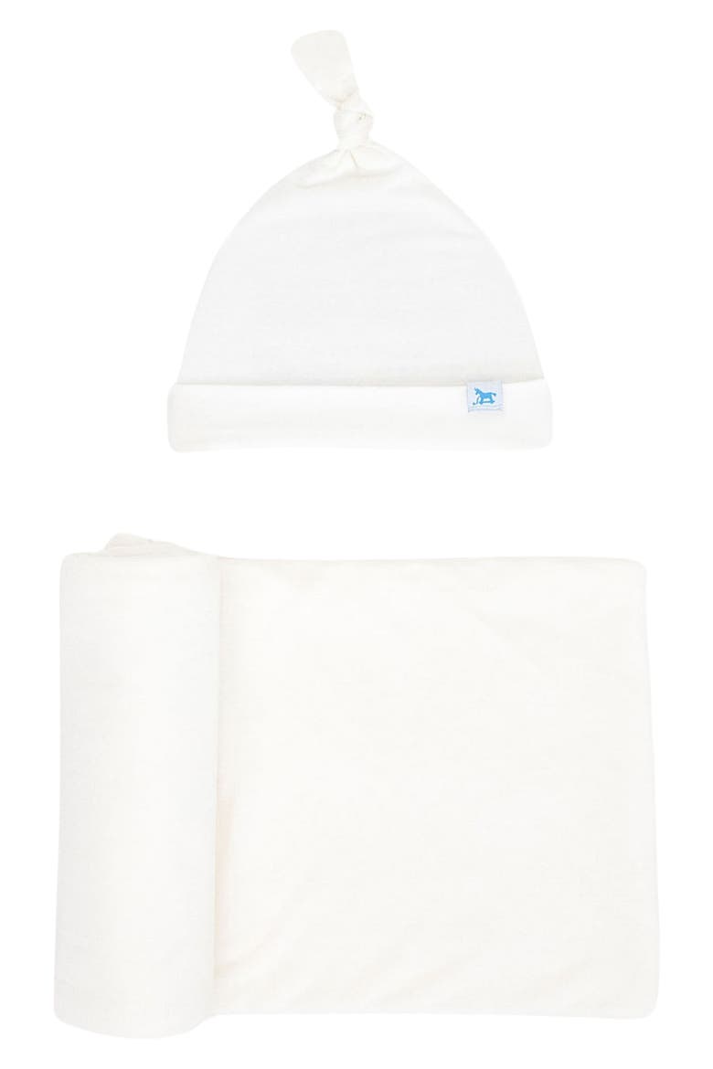 Stretch Knit Hat & Swaddle Set, Main, color, WHITE