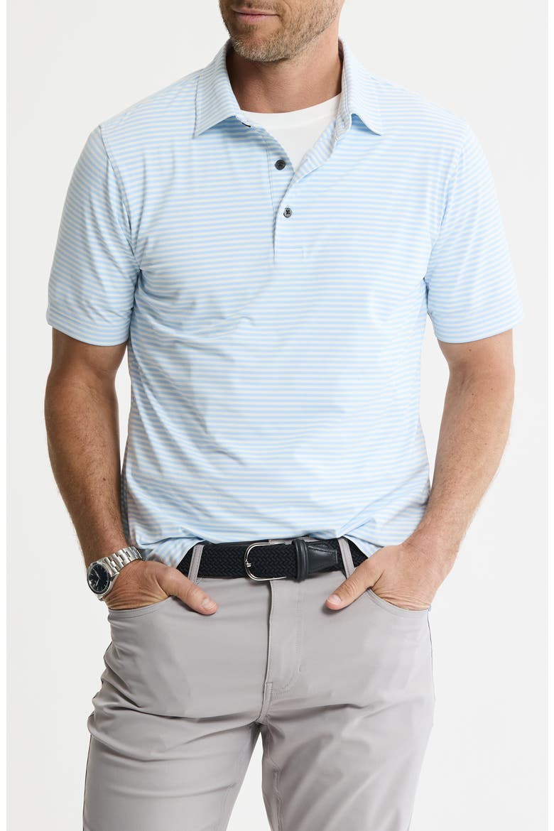 Performance Stripe Polo, Main, color, LIGHT BLUE STRIPE