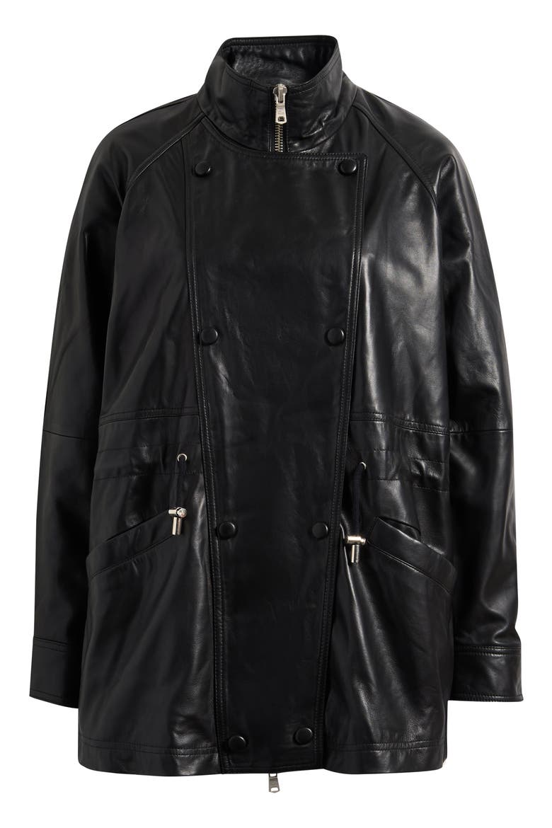 Slouchy Leather Jacket, Alternate, color, BLACK