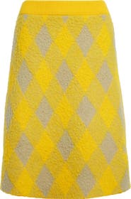 Burberry Equestrian Knight Argyle Brushed Wool A-Line Skirt