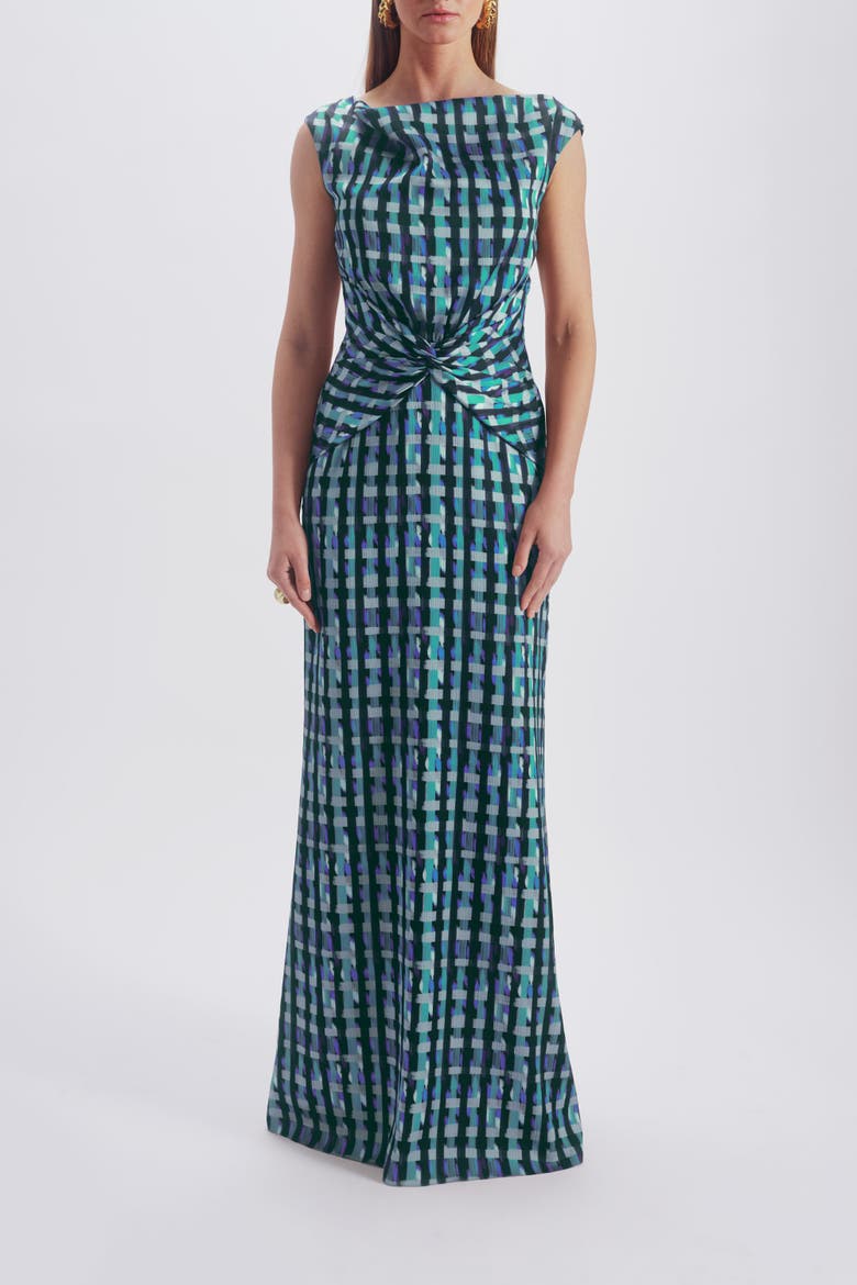 Printed Twist Knot Gown, Main, color, Purple-Multi