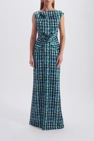 Amsale Printed Twist Knot Gown