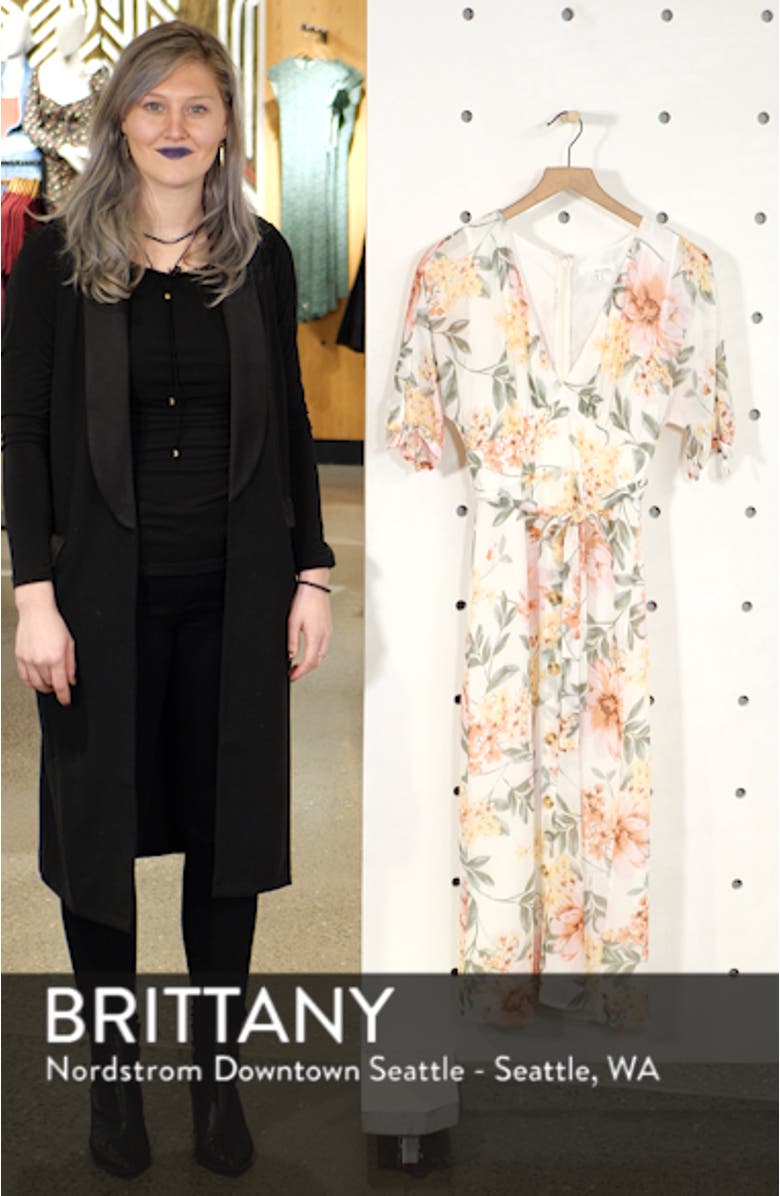 Floral V-Neck Tie Front Dress, sales video thumbnail