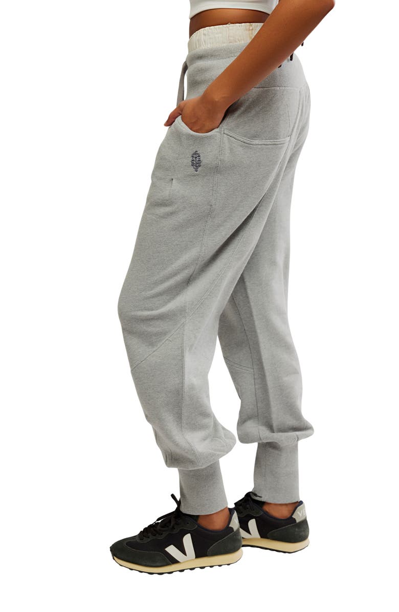 Free People Day Off Tie Waist Pants, Alternate, color, Heather Grey