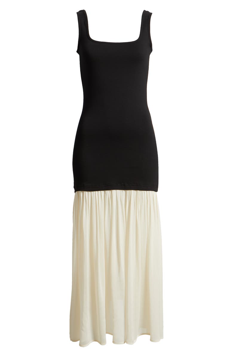 Pixie Market Gia Pleated Mixed Media Midi Tank Dress, Alternate, color,