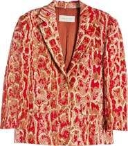 Dries Van Noten Birdy Snakeskin Print Sequin Single Breasted Blazer