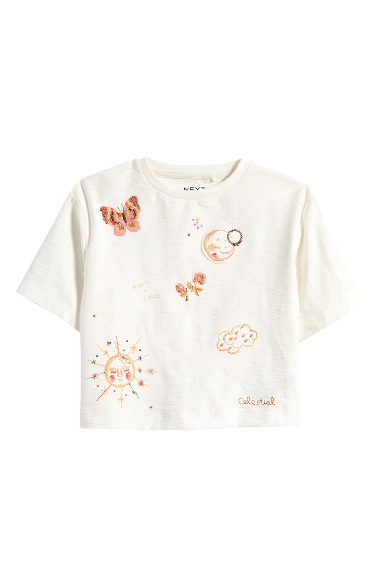 NEXT Kids' Celestial Embroidered Cotton Graphic T-Shirt, Main, color, 