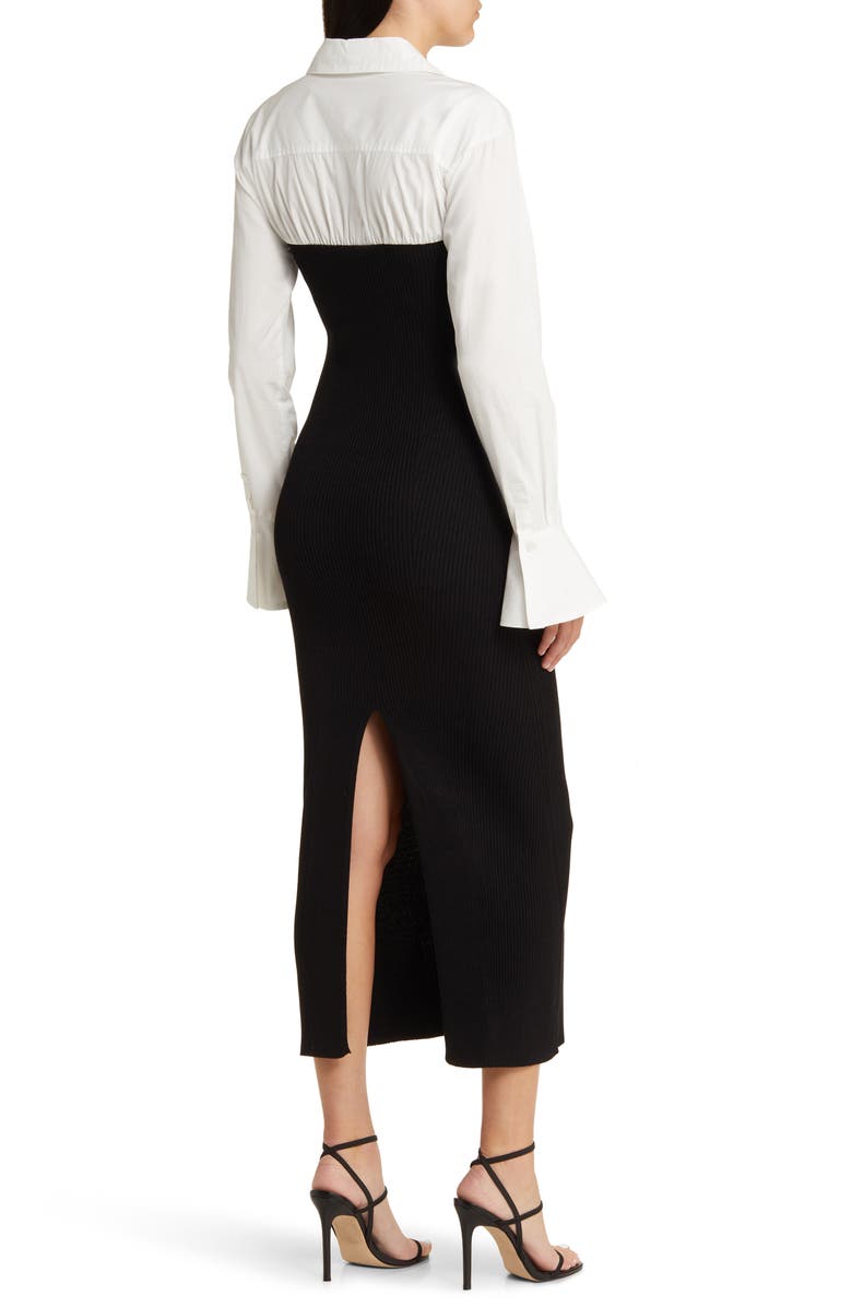 MOON RIVER Long Sleeve Mixed Media Midi Sweater Shirtdress, Alternate, color,