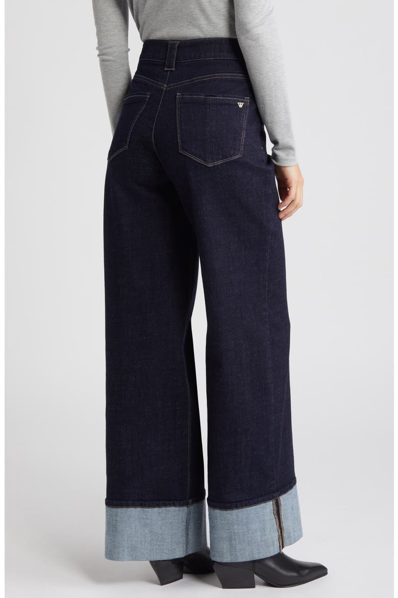 'Ab'Solution Skyrise Cuffed Wide Leg Jeans, Alternate, color, INDIGO