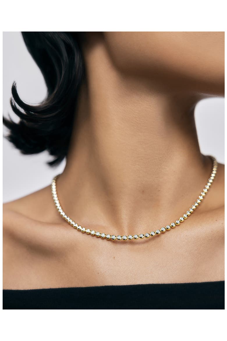 Lab Grown Diamond Bezel Tennis Necklace, Alternate, color, 18K GOLD VERMEIL / DIAMOND