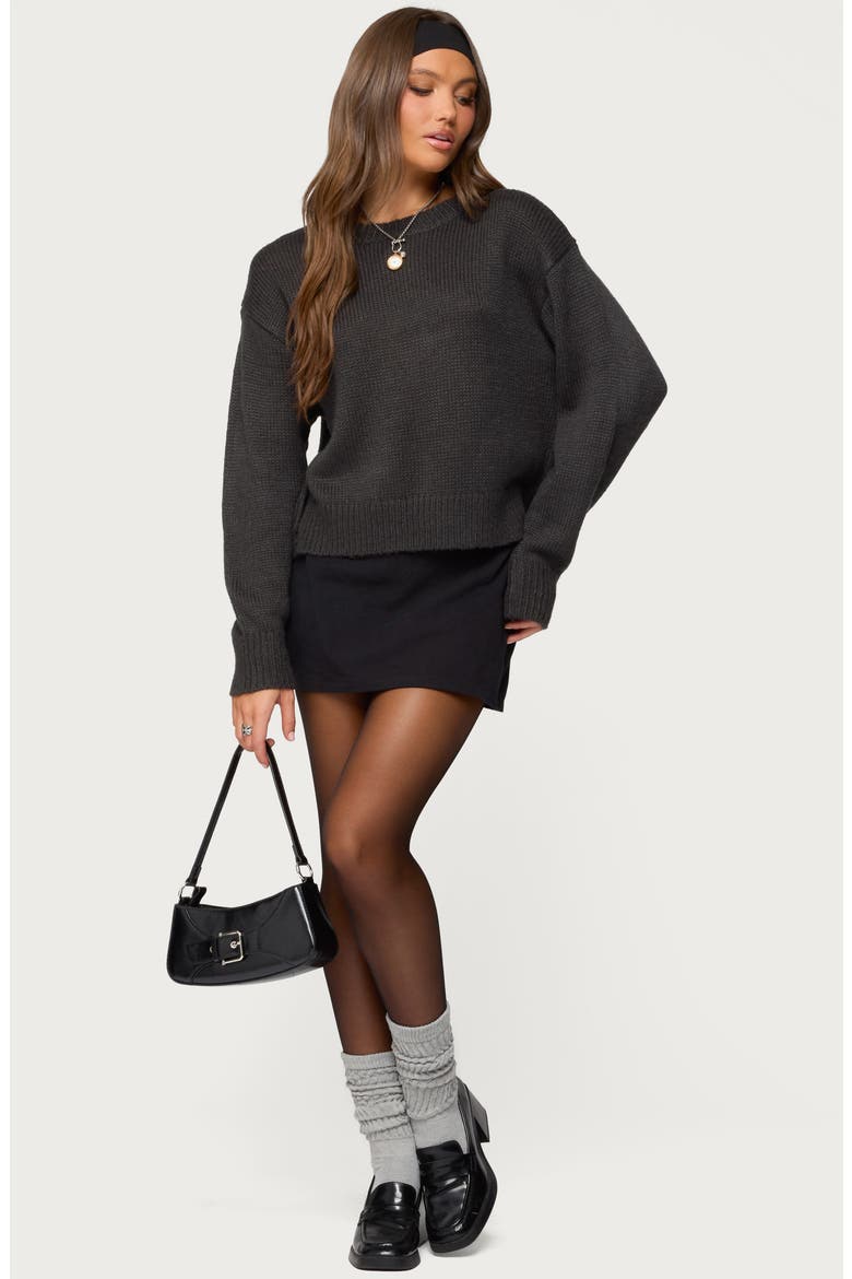 Kyrah Oversize Crewneck Sweater, Alternate, color, DARK-GRAY