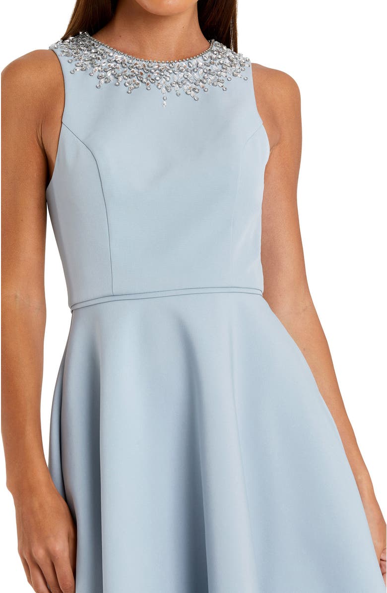 Mac Duggal Women's Crepe Embellished Neck Sleeveless High Low Gown, Alternate, color, Powder Blue