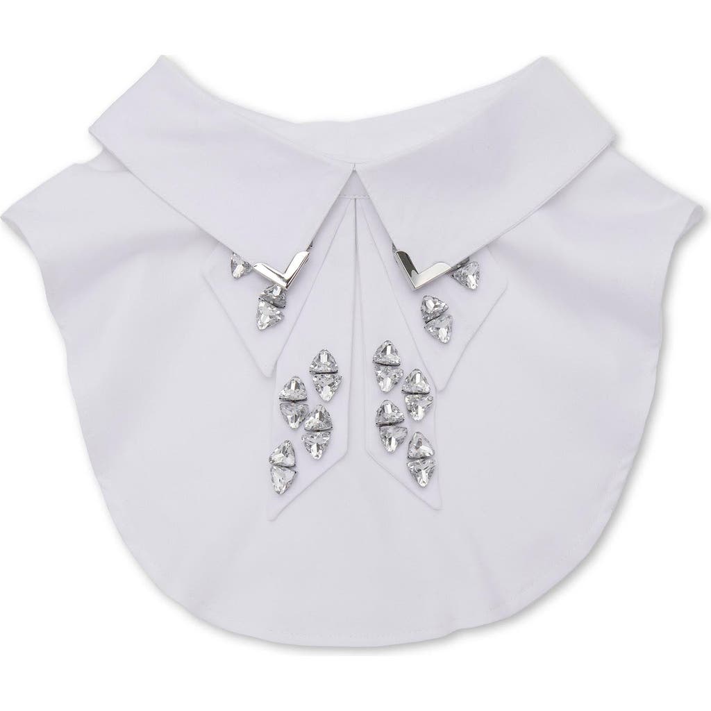 Lele Sadoughi Victoria Triangle Crystal Bow Tie Collar In White