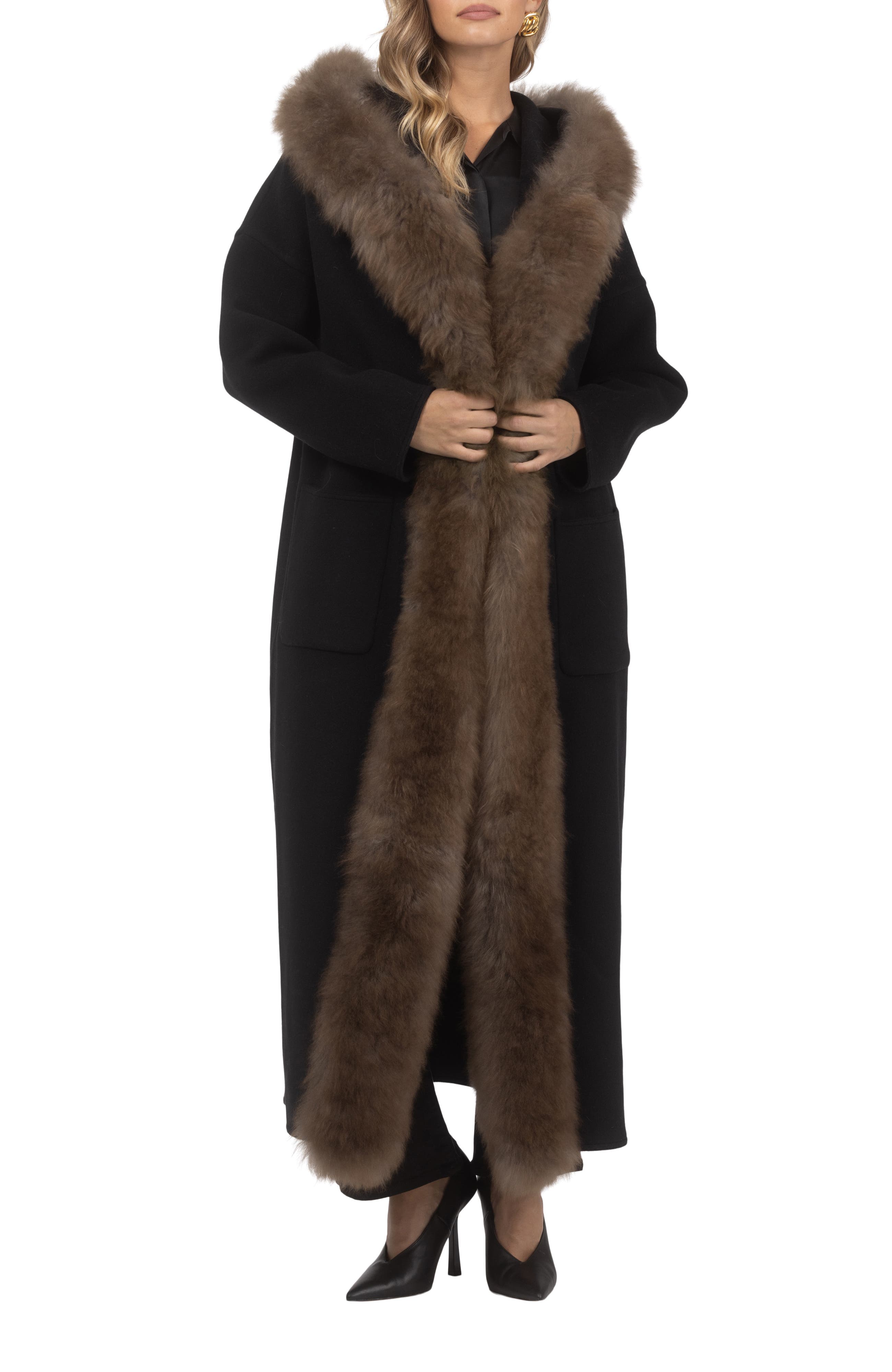 Cashmere Parka with Genuine Shearling Trim