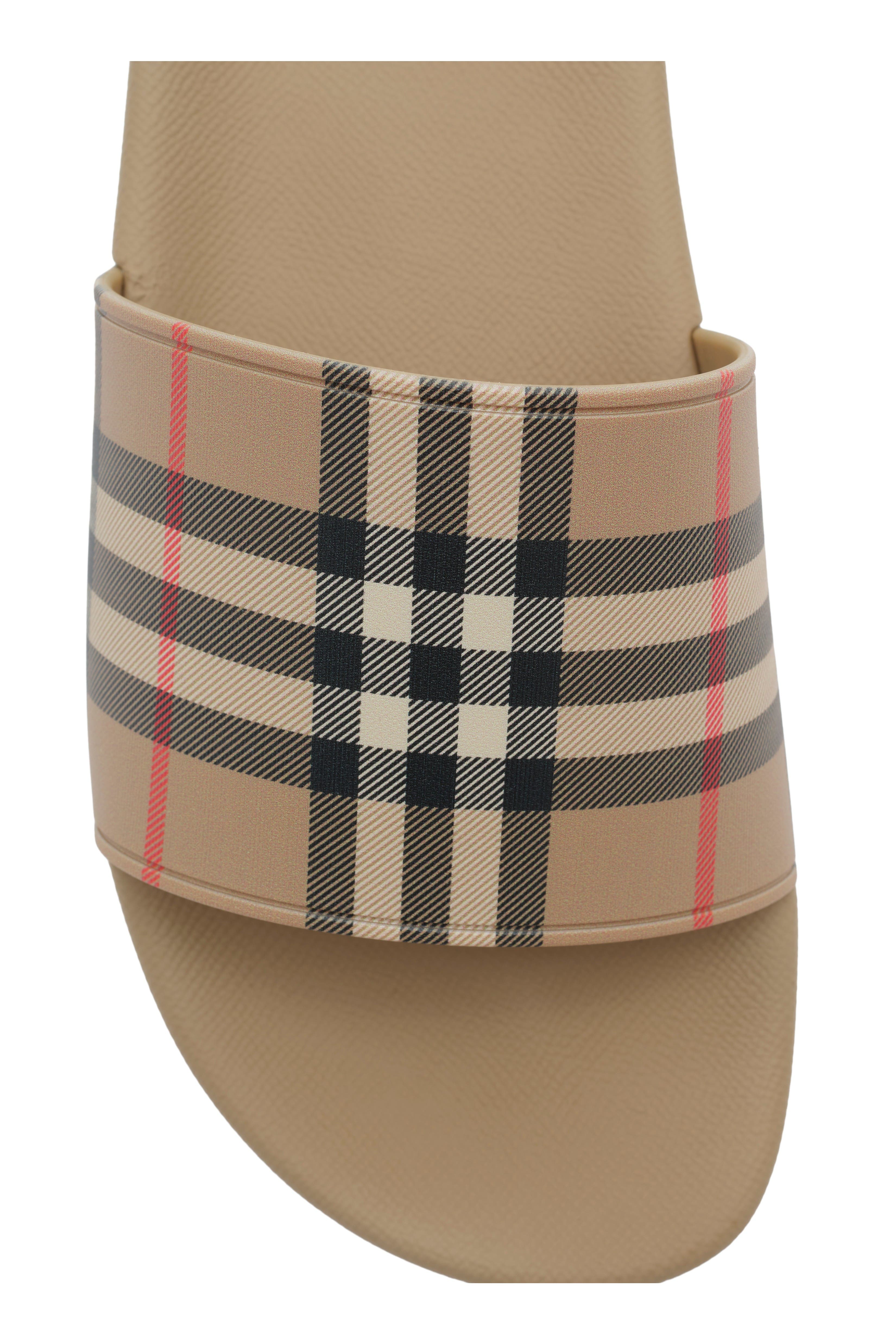 Burberry Check Slides, Alternate, color, Archive Beige