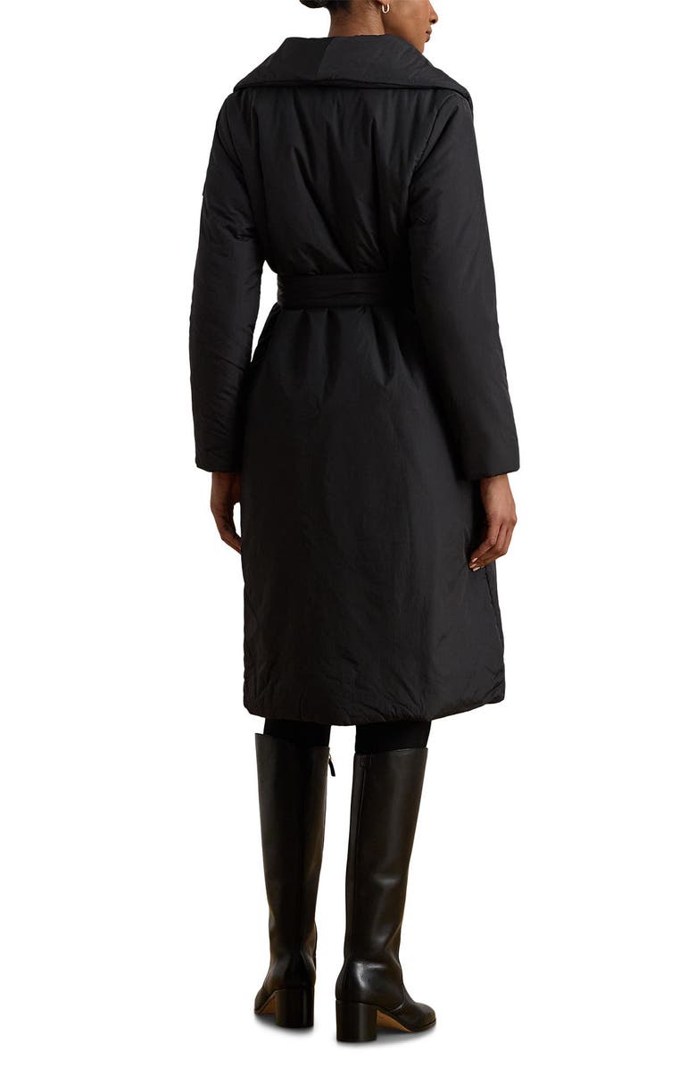 Lauren Ralph Lauren Puffer Long Wrap Jacket, Alternate, color, Black