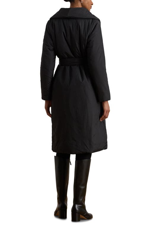 Ralph Lauren Lauren Puffer Long Wrap Jacket In Black