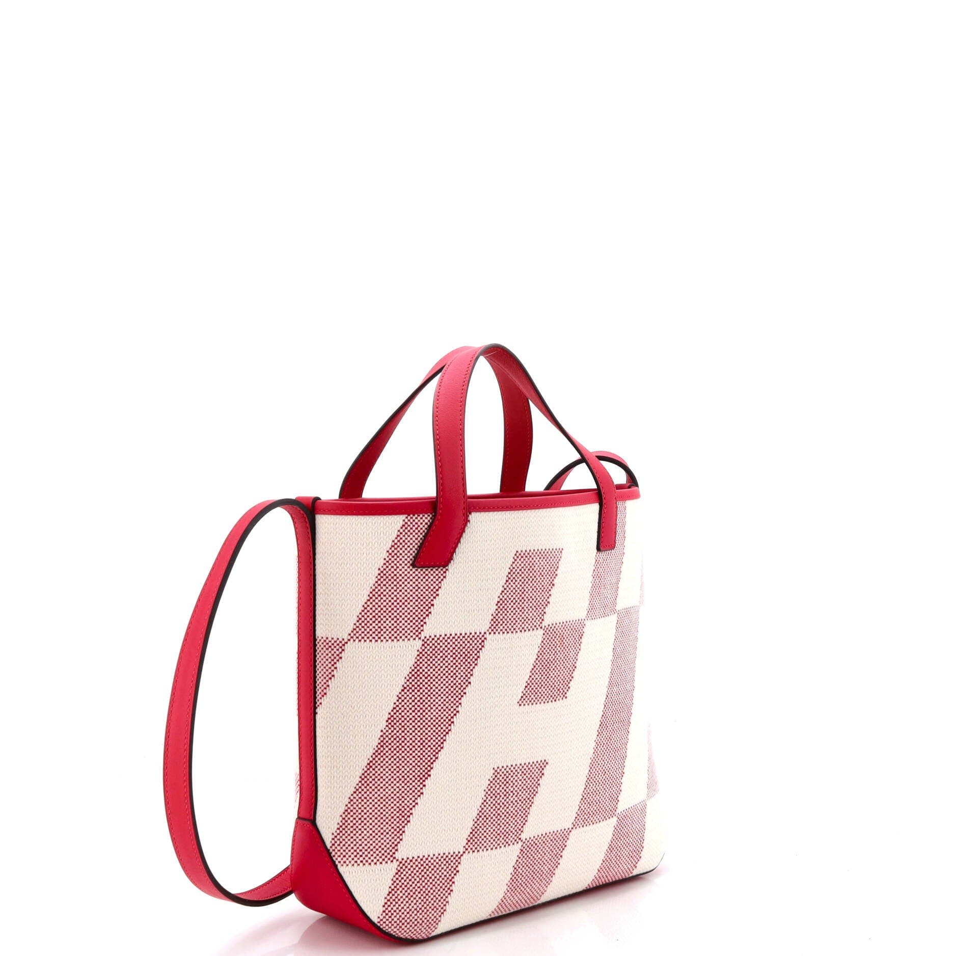 Cabas H en Biais Tote Canvas with Leather 27, Alternate, color, Framboise