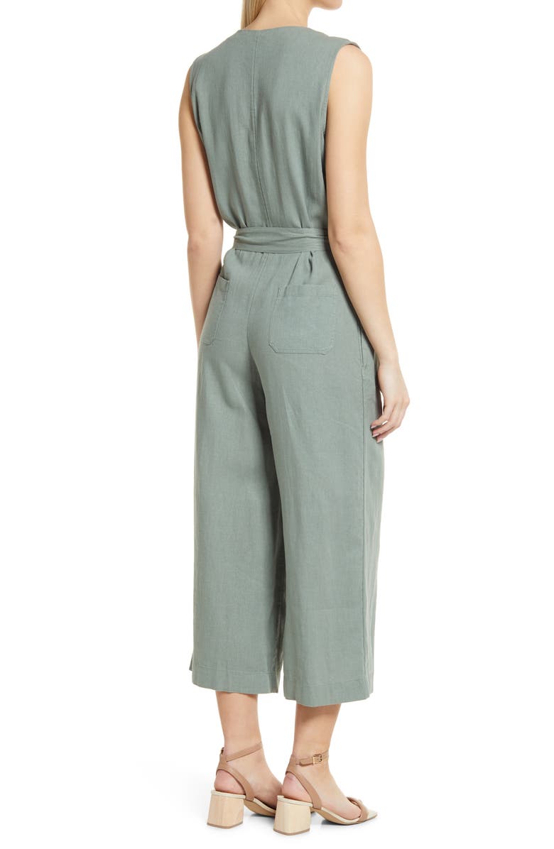 Caslon<sup>®</sup> Linen Blend Wide Leg Jumpsuit, Alternate, color,
