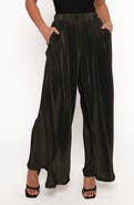 Petal & Pup Leria Plissé Wide Leg Satin Pants