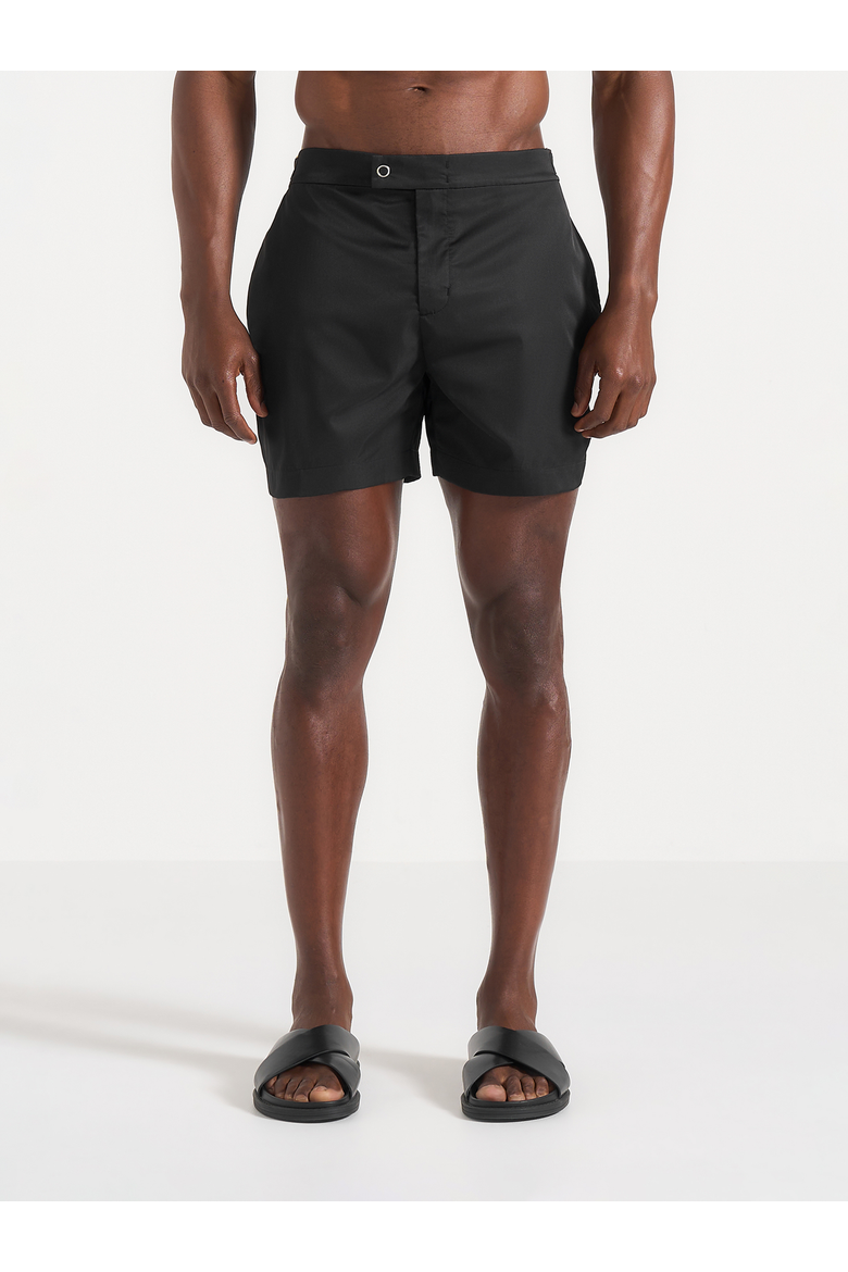 Brian Polished Nylon Swim Shorts, Main, color, Black