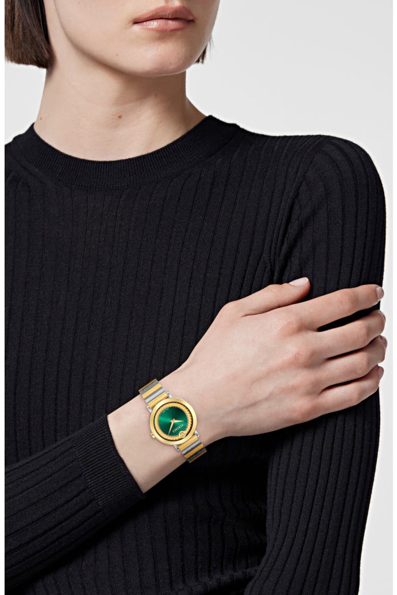 V-Libra Two-Tone Bracelet Watch, 35mm, Alternate, color, TWO TONE GREEN