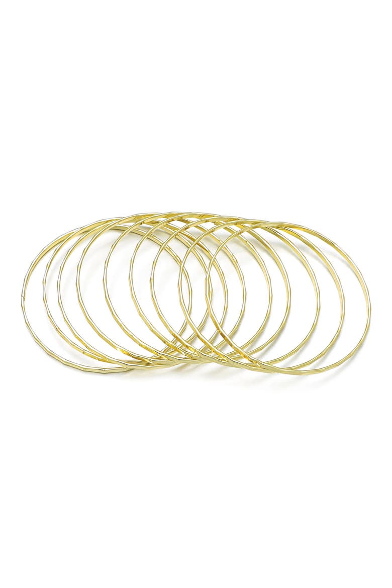 Set of 9 Thin Bangle Bracelets, Main, color, GOLD