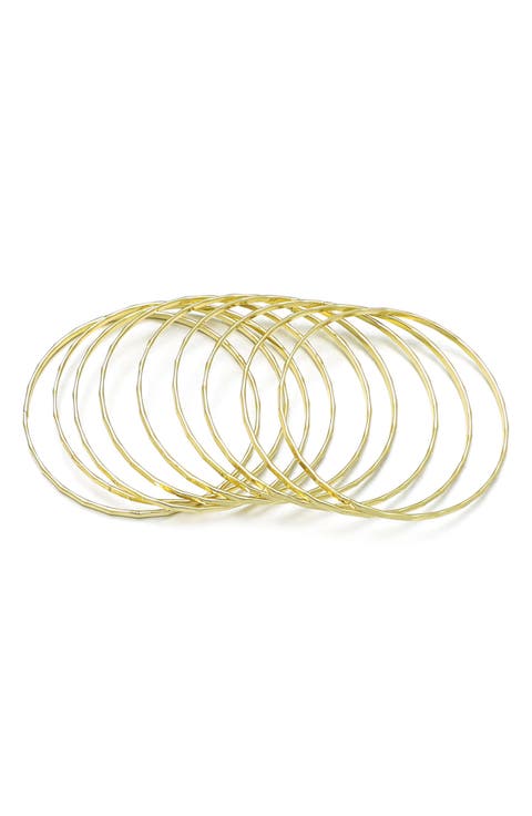 Set of 9 Thin Bangle Bracelets