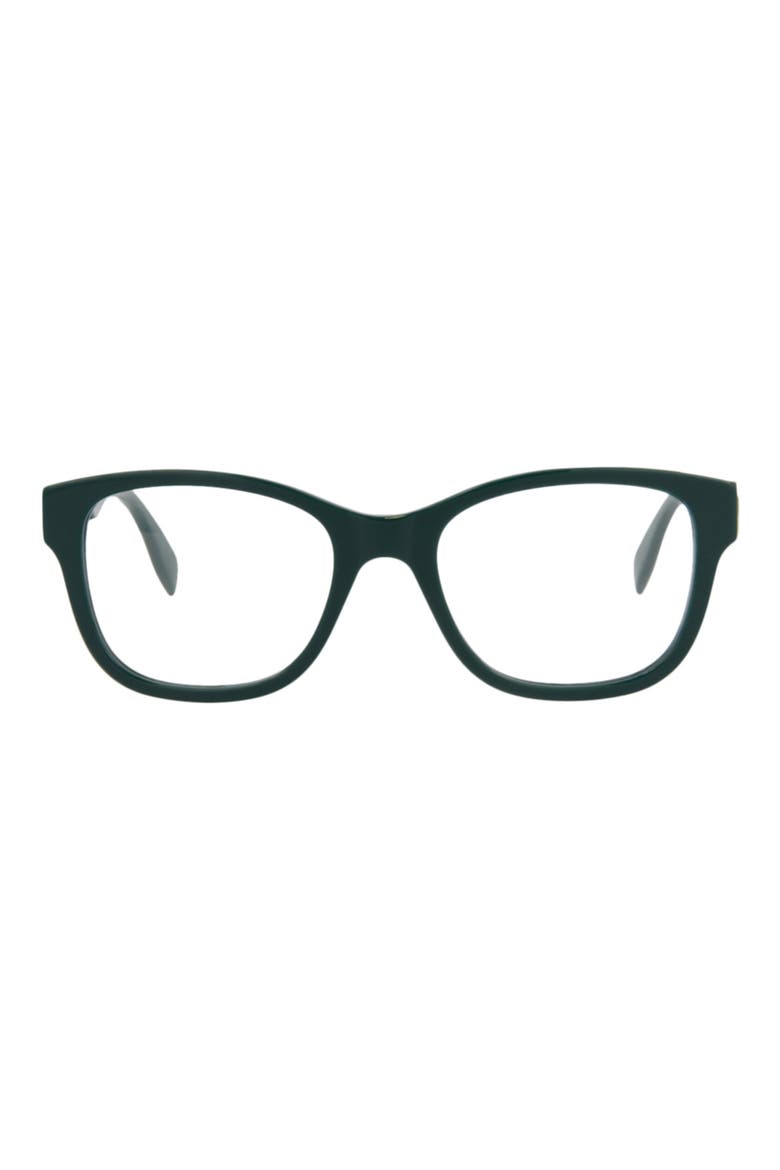 52mm Rectangular Optical Glasses, Main, color, GREEN GREEN TRANSPARENT