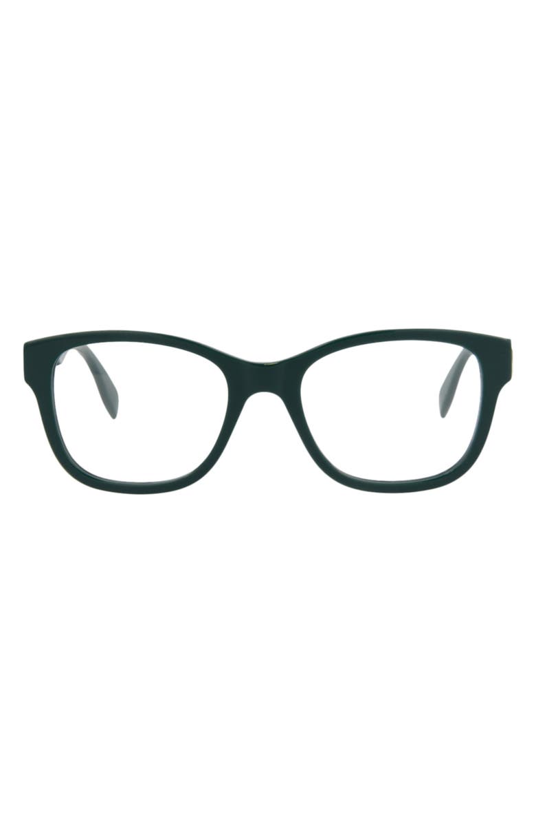 McQueen 52mm Rectangular Optical Glasses, Main, color, Green Green Transparent