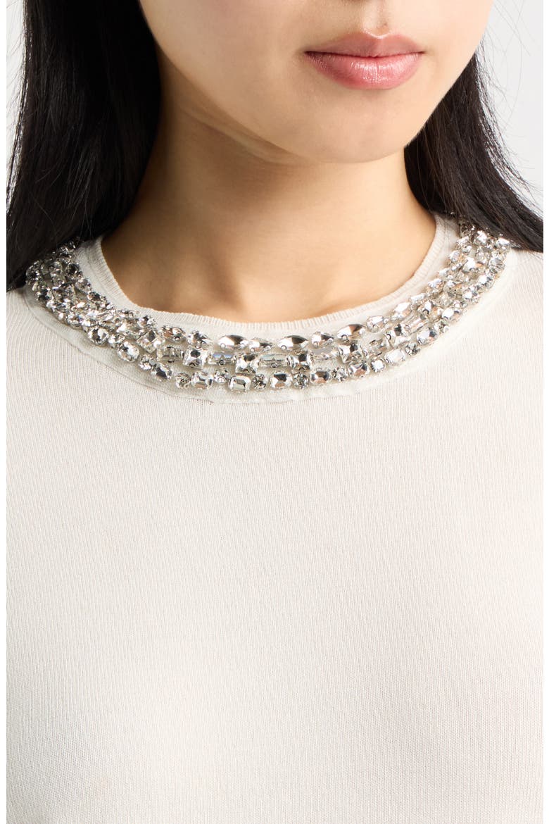 Rhinestone Embellished Sweater, Alternate, color, WHITE DOVE
