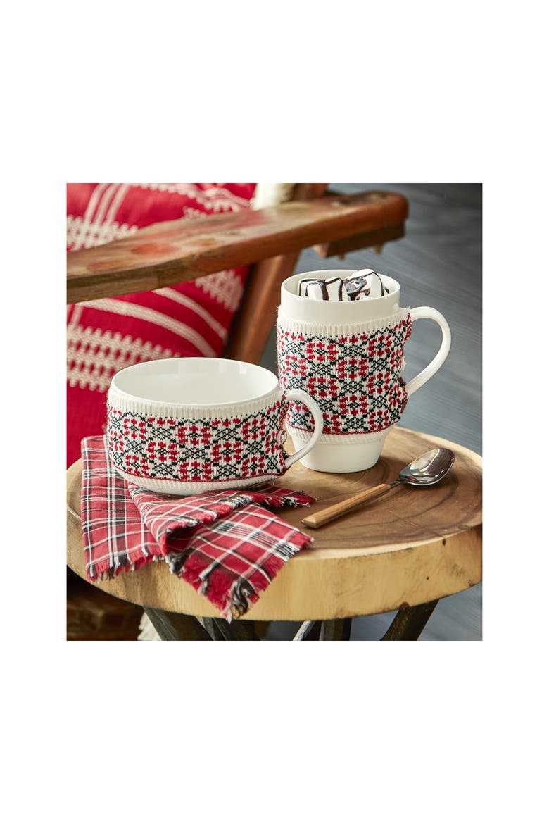 Winter Sketches Flower Sweater Mug Red Blue Bone China, Alternate, color, Multicolored